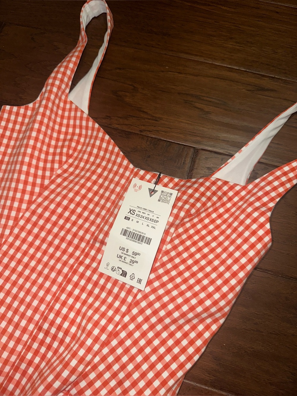 ZARA GINGHAM VOLUMINOUS MINI DRESS - Picture 6 of 6